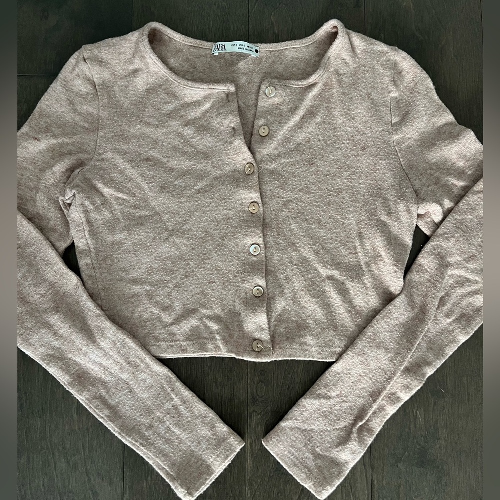 Zara Taupe Mini Cardigan